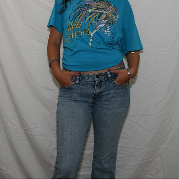 VINTAGE Light Blue Low Waisted Skinny Flare Aeropostale Jeans - Picture 1 of 4
